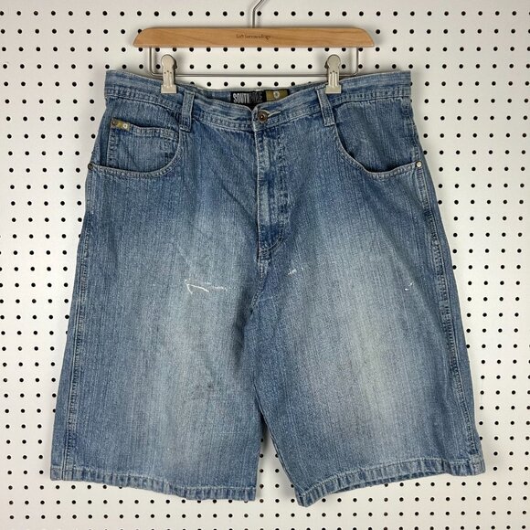 Southpole Baggy Jean Shorts 36 Light Wash Gold Tab Jorts Wide Leg Skate Y2K 90s - Picture 4 of 7